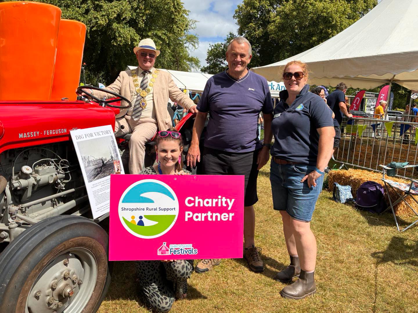 Councillor Bernie Bentick, Kate Jones from Shropshire Rural Support, Richard Lewis & Laura Dixon from Home Farm Attingham